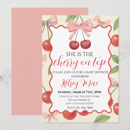 She Is The Cherry On Top Invitation 招待状 (正面/裏面)