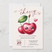 She Is the Cherry on Top Sweet Baby Shower 招待状 (正面)