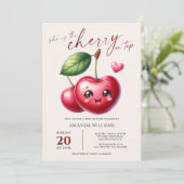 She Is the Cherry on Top Sweet Baby Shower 招待状 (スタンド正面)