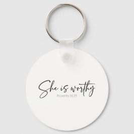 She Is Worthy | 箴言31章のキーチェーン キーホルダー