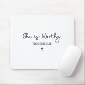 She Is Worthy Proverbs 31_25 Christian Boho Bible マウスパッド (マウス)