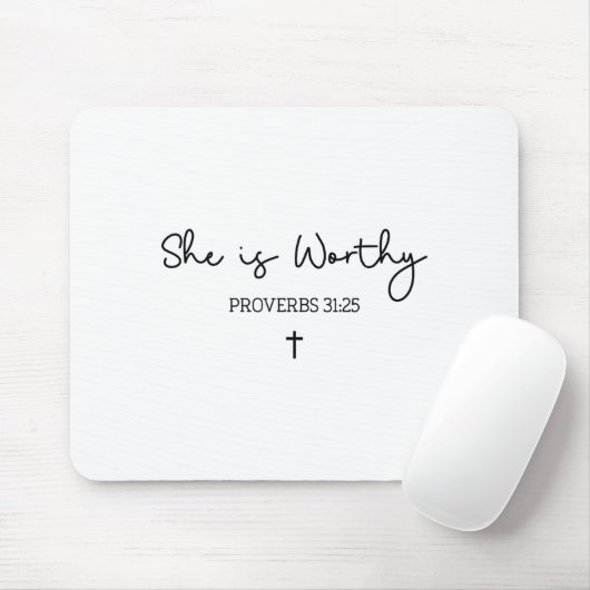 She Is Worthy Proverbs 31_25 Christian Boho Bible  マウスパッド (マウス)