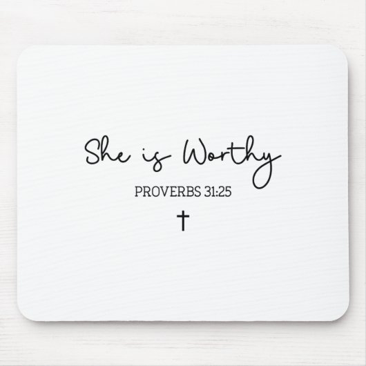 She Is Worthy Proverbs 31_25 Christian Boho Bible マウスパッド (正面)