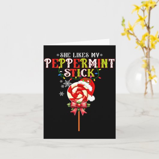 She Likes My Peppermint Stick I Love Her Big Bulbs カード (黄色い花)