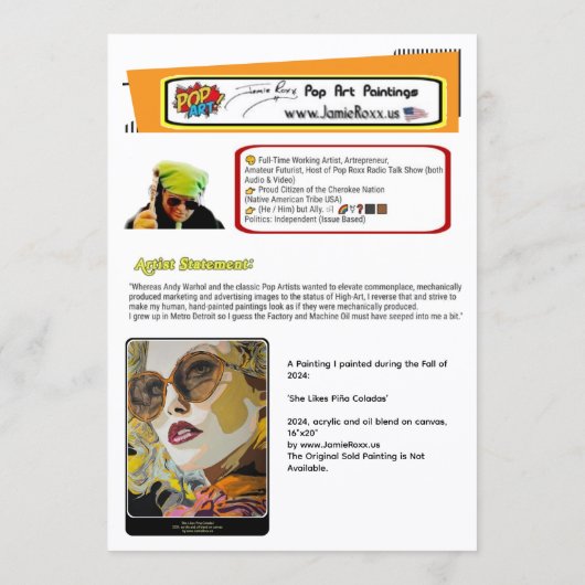 She Likes Pina Coladas Painting Small-Scale Print 招待状 (裏面)