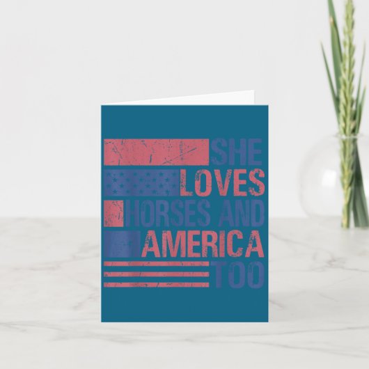 She Loves Horses And America Too Fun Horse Lover 4 カード (正面)