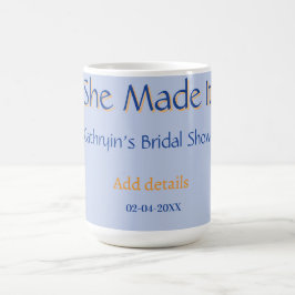 SHE MADE IT ブライダルシャワー 青 オレンジ スタイリッシュ トレンド コーヒーマグカップ