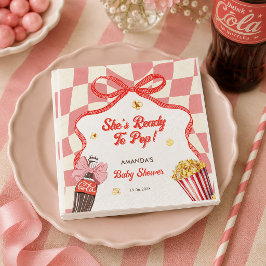 She Ready To Pop ソーダコーラ ピンク レトロ ベビーシャワー スタンダードカクテルナプキン