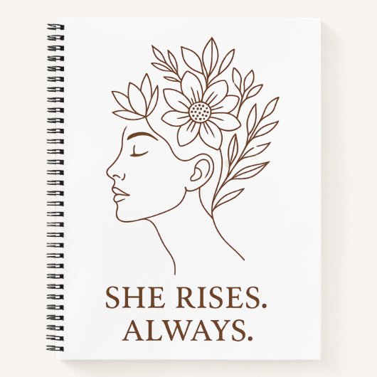 She Rises. Always — Minimalist Empowerment Design ノートブック (正面)