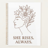 She Rises. Always — Minimalist Empowerment Design プランナー手帳 (正面)