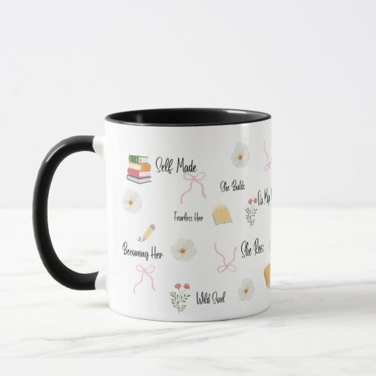 She Rises On My Own Quote Mug,Soft Feminine Mug マグカップ (左)