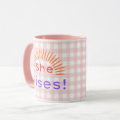 She Rises! - Women Empowerment Inspirational Mug マグカップ (正面左)