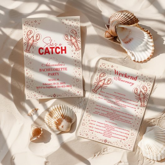 She’s a Catch Lobster Bachelorette Party 招待状
