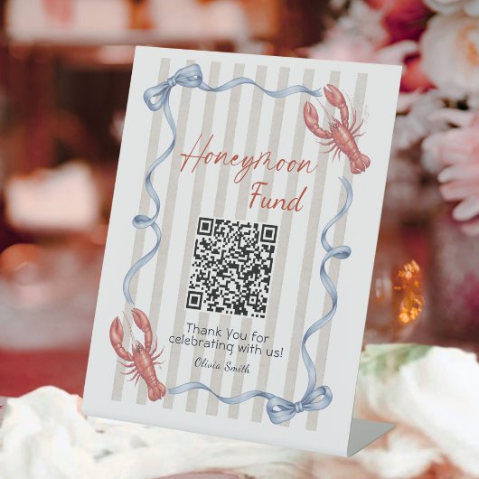 She’s a Catch Lobster Honeymoon Fund QR Code  台座サイン