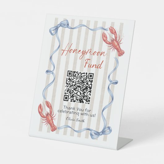 She’s a Catch Lobster Honeymoon Fund QR Code  台座サイン (正面)