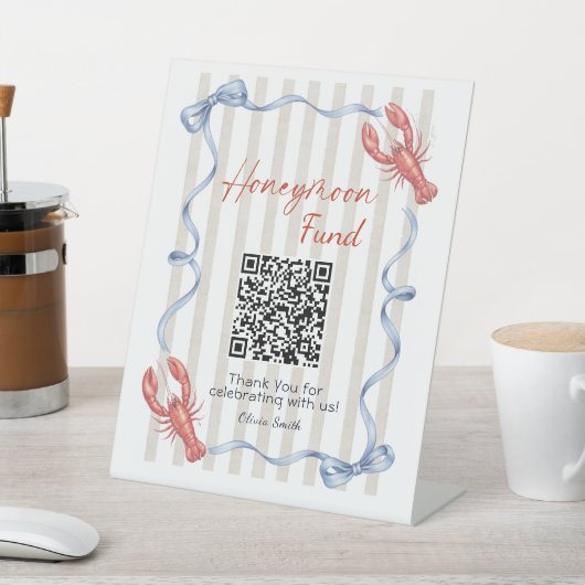 She’s a Catch Lobster Honeymoon Fund QR Code  台座サイン (インサイチュ)