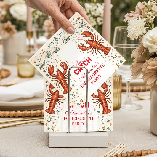 She’s a Catch Nautical Bachelorette スタンダードカクテルナプキン