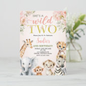 She’s a Wild Two Floral Safari Girl 2nd Birthday 招待状 (スタンド正面)