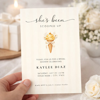 She’s Been Scooped Up Ice Cream Bow Bridal Shower 招待状
