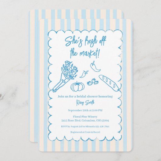 She’s Fresh Off the Market Bridal Shower  招待状 (正面/裏面)