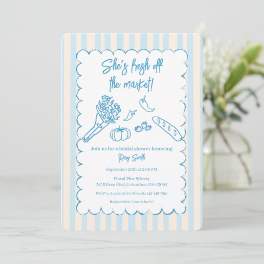 She’s Fresh Off the Market Bridal Shower  招待状 (スタンド正面)