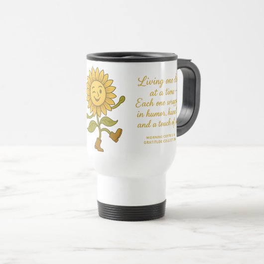 “She’s Got Sass & Sunshine” Sunflower mug トラベルマグ (正面右)