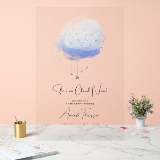 She’s on Cloud Nine Bridal Shower Welcome アクリルサイン (ウェディング)
