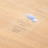 She’s on Cloud Nine Clear Bridal Shower アクリル招待状 (レイダウン)