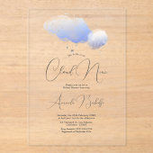 She’s on Cloud Nine Clear Bridal Shower アクリル招待状 (正面)