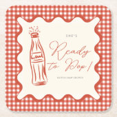 She’s ready to pop baby shower スクエアペーパーコースター (正面)