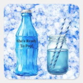 She’s Ready To Pop Blue Boy Baby Shower スクエアシール (正面)