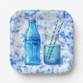 She’s Ready To Pop Blue Boy Baby Shower ペーパープレート
