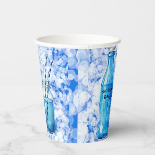 She’s Ready To Pop Blue Boy Baby Shower 紙コップ (右)