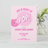 She’s Ready to Pop Bubble Gum Girl Baby Shower 招待状 (スタンド正面)