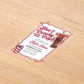 She’s Ready to Pop Cola Bottle Baby Shower  アクリル招待状 (レイダウン)