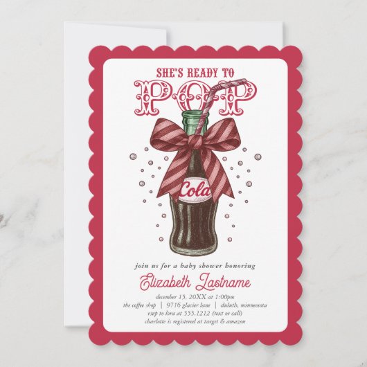 She’s Ready to Pop Cola Bottle Baby Shower 招待状 (正面)