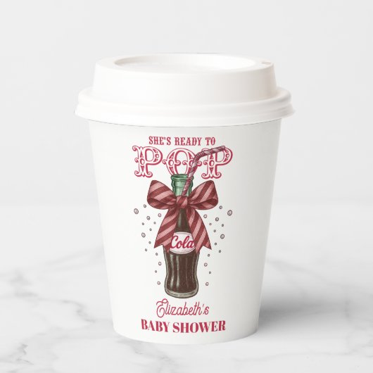 She’s Ready to Pop Cola Bottle Baby Shower 紙コップ (正面)