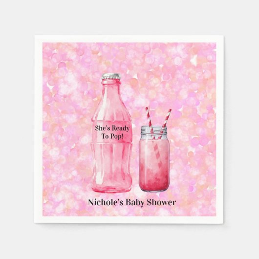 She’s Ready To Pop Girl Baby Shower スタンダードカクテルナプキン (正面)