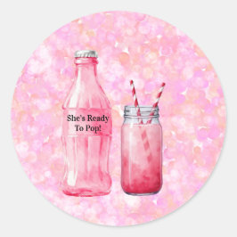 She’s Ready To Pop Girl Baby Shower ラウンドシール