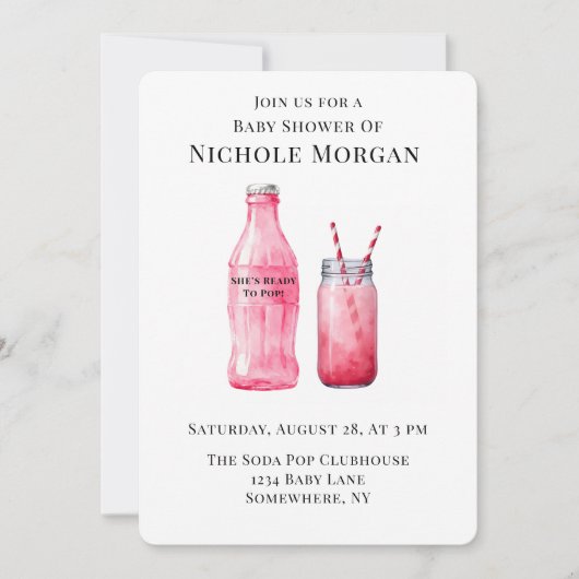 She’s Ready To Pop Girl Baby Shower 招待状 (正面)