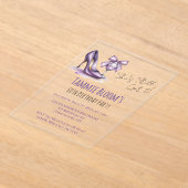 She’s Still Got It Purple High Heel Birthday Party アクリル招待状 (レイダウン)