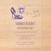 She’s Still Got It Purple High Heel Birthday Party アクリル招待状 (正面)