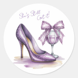 She’s Still Got It Purple High Heel Birthday Party ラウンドシール