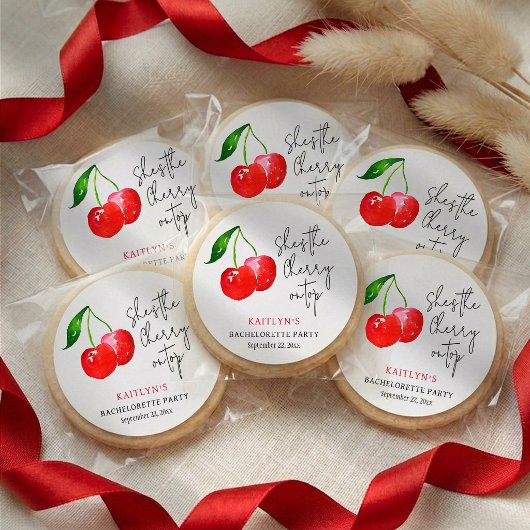 She’s the Cherry on Top Bachelorette Party Favor ラウンドシール