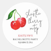 She’s the Cherry on Top Bachelorette Party Favor ラウンドシール (正面)