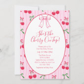She’s the Cherry On Top Line Art Baby Shower 招待状 (正面)