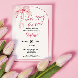 She’s Tying the Knot Arch Simple Bow Bridal Shower 招待状