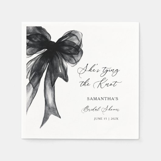 She’s Tying The Knot Black Bow Bridal Shower スタンダードカクテルナプキン (正面)