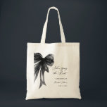 She’s Tying The Knot Black Bow Bridal Shower トートバッグ<br><div class="desc">Celebrate the bride-to-be with this She’s Tying The Knot Black Bow Bridal Shower Tote Bag, designed with a chic coquette-inspired black bow and elegant modern typography. Perfect for bridal showers, bachelorette celebrations, and wedding events, this stylish tote makes a thoughtful gift for the bride, bridesmaids, or guests. Ideal as a...</div>