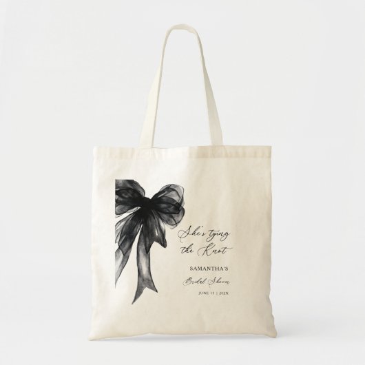 She’s Tying The Knot Black Bow Bridal Shower トートバッグ (正面)